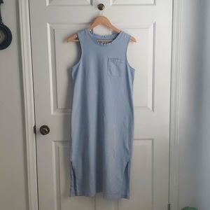 Pact 100% organic cotton Robin's Egg Blue sleeveless dress with side slits